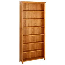   vidaXL 7 szintes tömör tölgyfa könyvespolc 90 x 22,5 x 200 cm