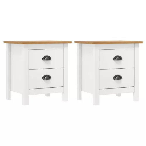 vidaXL Hill 2 db fehér tömör fenyőfa éjjeliszekrény 46 x 35 x 49,5 cm