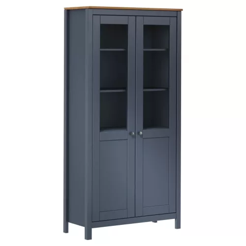 vidaXL Hill szürke tömör fenyőfa tálalószekrény 85 x 37 x 170,5 cm