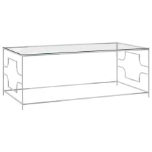   vidaXL ezüstszínű üveg és rozsdamentes acél dohányzóasztal 120x60x45cm