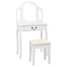   vidaXL fehér császárfa MDF fésülködőasztal ülőkével 65x36x128 cm
