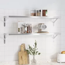   vidaXL 2 db ezüstszínű rozsdamentes acél fali polc 100 x 23,5 x 3 cm