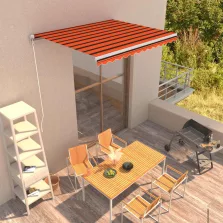   vidaXL narancssárga és barna kézzel kihúzható napellenző 300 x 250 cm