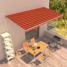  vidaXL narancssárga és barna kézzel kihúzható napellenző 600 x 300 cm