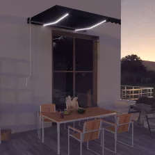   vidaXL antracitszürke kézzel kihúzható LED-es napellenző 300 x 250 cm