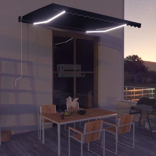 vidaXL antracitszürke szélérzékelős és LED-es napellenző 400 x 300 cm