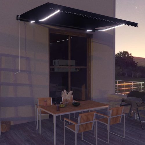 vidaXL antracitszürke szélérzékelős és LED-es napellenző 450 x 300 cm