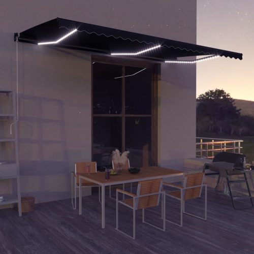 vidaXL antracitszürke szélérzékelős és LED-es napellenző 500 x 300 cm