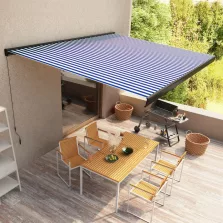   vidaXL kék és fehér manuális kazettás napellenző 400 x 300 cm