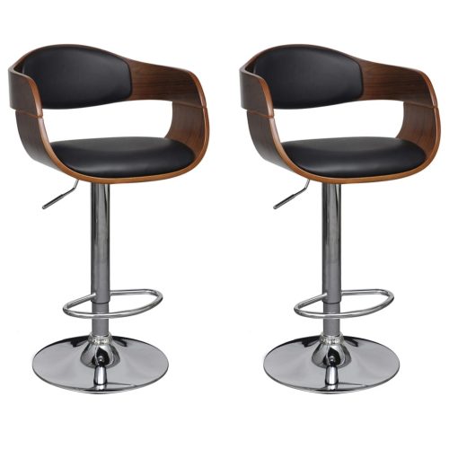 3052716 vidaXL Bar Stools 2 pcs Black Bent Wood and Faux Leather (2x241053)