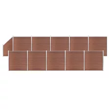   vidaXL 10 négyszögletes és 1 ferde barna WPC kerítéselem 1830 x 186 cm