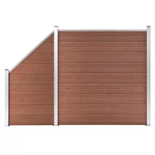   vidaXL 1 négyszögletes és 1 ferde barna WPC kerítéselem 273 x 186 cm