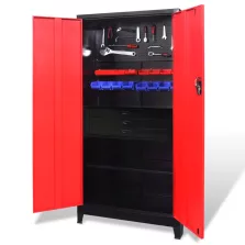   vidaXL piros-fekete acél szerszámszekrény szerszámosládával 90x40x180