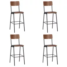 vidaXL 4 darab tömör furnérlemez és acél bárszék