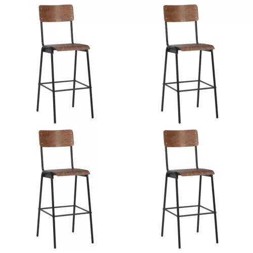 vidaXL 4 darab tömör furnérlemez és acél bárszék