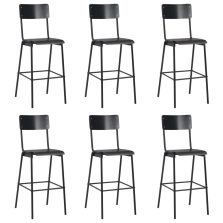   vidaXL 6 darab fekete tömör furnérlemez és acél bárszék