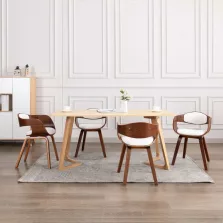 vidaXL 4 db hajlított fa és műbőr étkezőszék