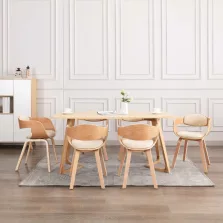 vidaXL 6 db hajlított fa és műbőr étkezőszék