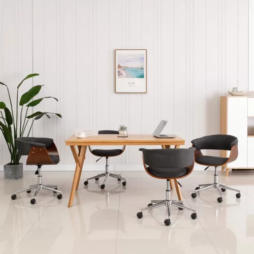 vidaXL 4 db szürke szövet forgó étkezőszék