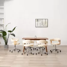 vidaXL 6 db krémszínű műbőr forgó étkezőszék