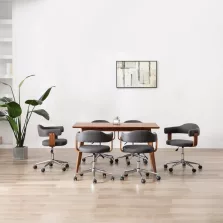   vidaXL 6 db szürke hajlított fa és szövet forgó étkezőszék