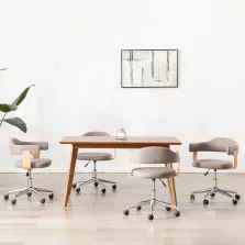   vidaXL 4 db tópszínű hajlított fa és szövet forgó étkezőszék