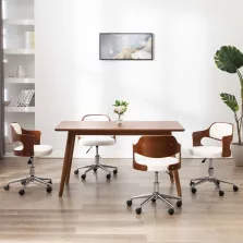   vidaXL 4 db fehér hajlított fa és műbőr forgó étkezőszék