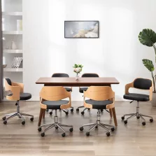   vidaXL 6 db fekete hajlított fa és műbőr forgó étkezőszék