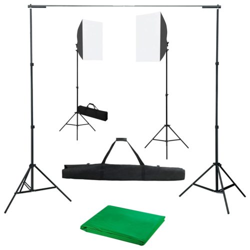 vidaXL fotóstúdió-felszerelés softbox lámpákkal és háttérrel