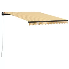   vidaXL sárga és fehér kézzel kihúzható napellenző 300 x 250 cm