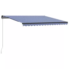   vidaXL kék és fehér kézzel kihúzható napellenző 450 x 300 cm