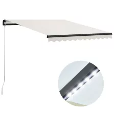   vidaXL krémszínű kézzel kihúzható LED-es napellenző 300 x 250 cm