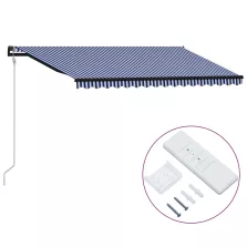 vidaXL kék és fehér automata napellenző 400 x 300 cm