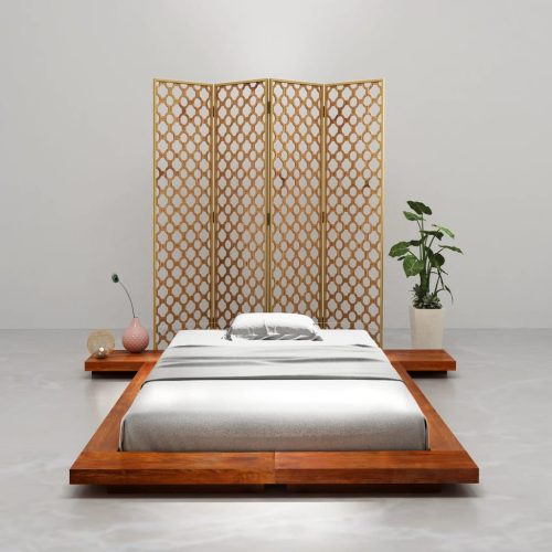 vidaXL japán stílusú tömör akácfa futon ágykeret 100 x 200 cm