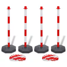   vidaXL 4 db közlekedési oszlop és 2 db 10 m-es műanyag lánc