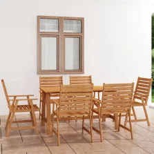 vidaXL 7 részes tömör akácfa kerti étkezőszett