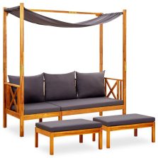   vidaXL tömör akácfa kerti pad tetőponyvával és lábtartókkal