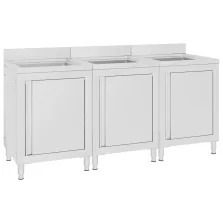   vidaXL 3 db rozsdamentes acél kereskedelmi konyhai mosogatószekrény