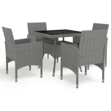   vidaXL 5 részes szürke polyrattan és üveg kerti étkezőgarnitúra
