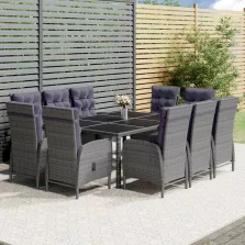   vidaXL 11 részes szürke polyrattan kerti étkezőgarnitúra