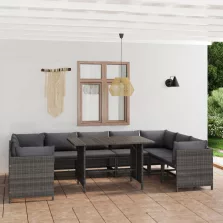   vidaXL 10 részes szürke polyrattan kerti bútorszett párnákkal