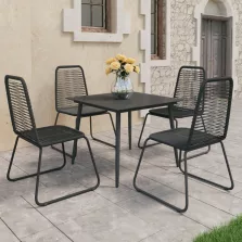 vidaXL 5 részes fekete PVC rattan kerti étkezőgarnitúra 
