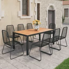   vidaXL 9 részes fekete és barna PVC rattan kerti étkezőgarnitúra