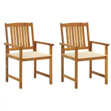 vidaXL 2 db tömör akácfa kerti szék párnával