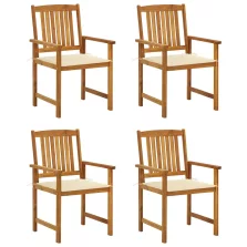 vidaXL 4 db tömör akácfa kerti szék párnával