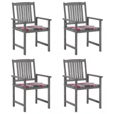 vidaXL 4 db szürke tömör akácfa kerti szék párnával