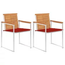 vidaXL 2 db tömör akácfa és acél kerti szék párnával