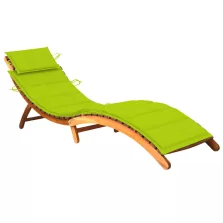 vidaXL tömör akácfa kerti napozóágy párnával