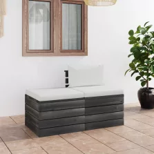   vidaXL 2 részes tömör fenyőfa kerti raklap-bútorgarnitúra párnákkal