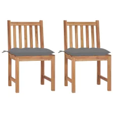 vidaXL 2 db tömör tíkfa kerti szék párnával